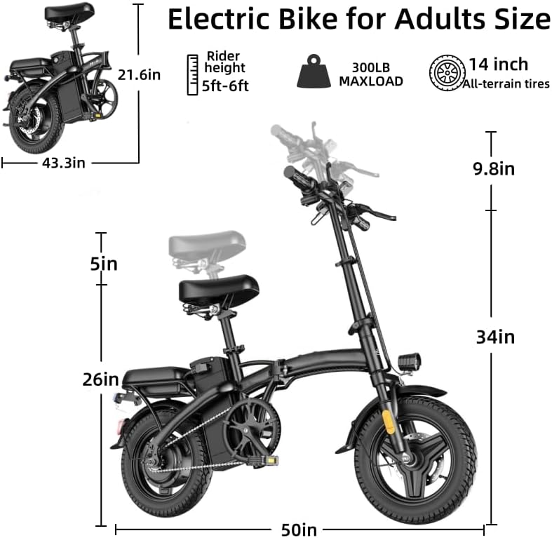 Folding Electric Bike for Adults & Teens with 550W Motor, Up to 25 MPH, 35 Miles Range, Front Suspension & Tool-Free Fold Design