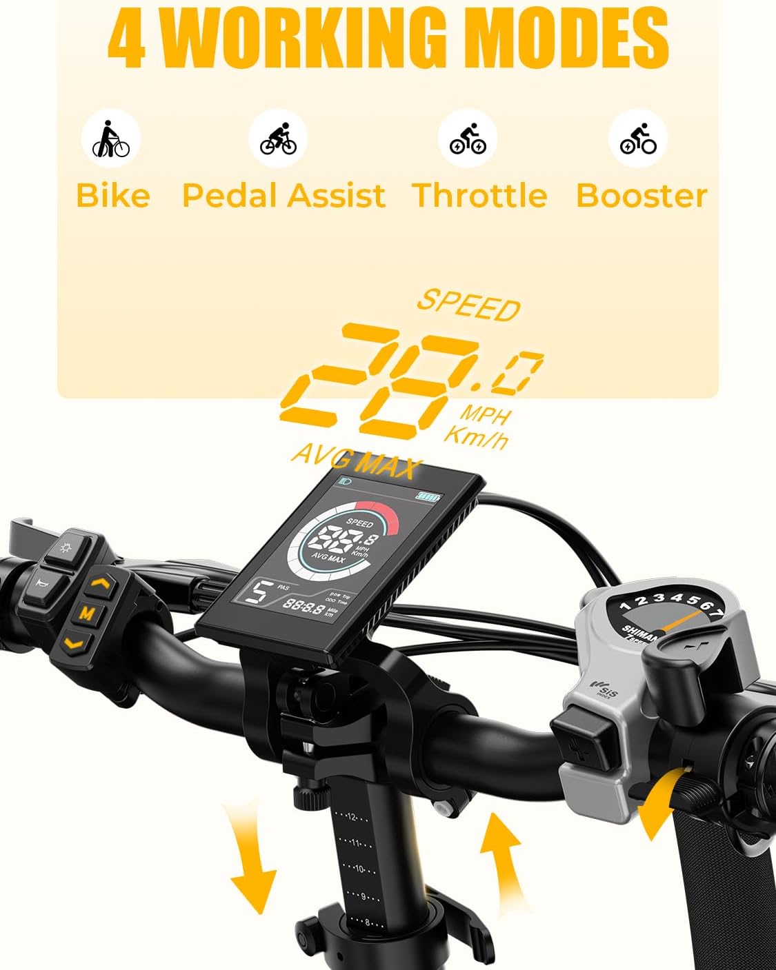 20" Foldable Fat Tire Electric Bike for Adults, 1400W Peak Motor, Up to 28 MPH, Step-Thru All-Terrain E-Bike with Front Suspension