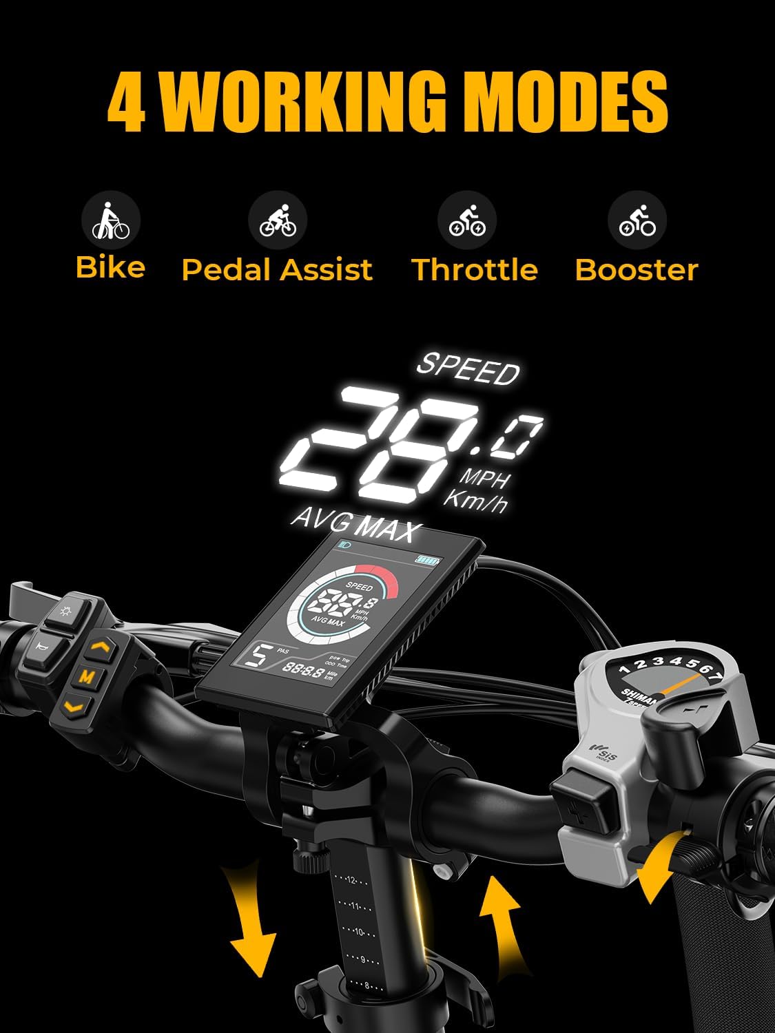 20" Foldable Fat Tire Electric Bike for Adults, Peak 1400W Motor, Up to 28 MPH, Step-Through All-Terrain E-Bike with Up to 65 Miles Range
