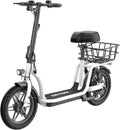 Electric Scooter with Seat for Adults, 350W–500W Motor, Up to 20 MPH, 19–25 Mile Range, All-Terrain Tires, Wide Deck & Rear Storage Basket