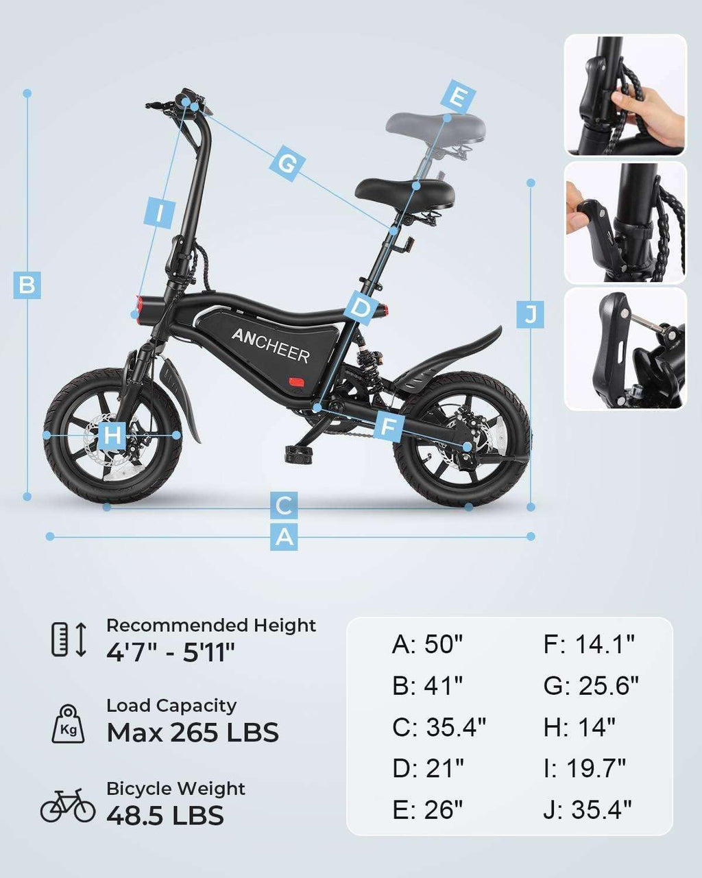 14" Foldable Electric Bike for Adults & Teens, 500W Peak Motor, Up to 19.8 MPH, Triple Shock Absorption, Compact Commuter E-Bike with Cruise Control