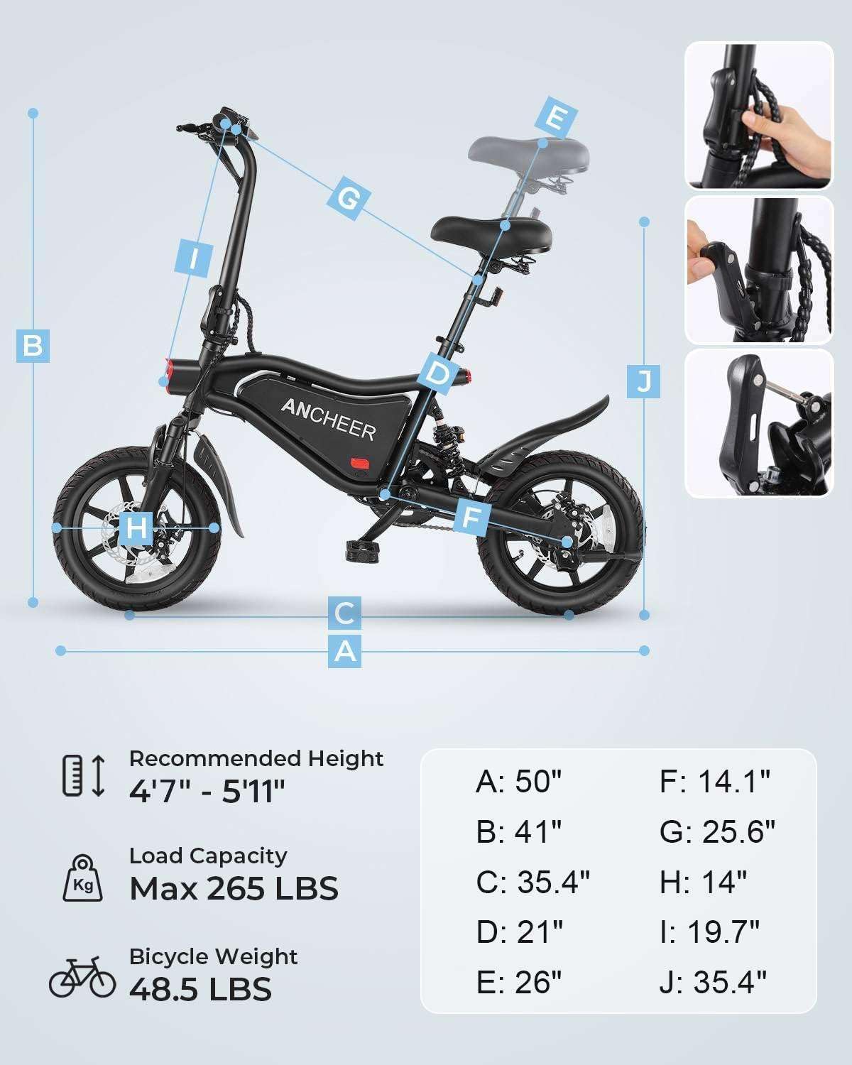 14" Foldable Electric Bike for Adults & Teens, 500W Peak Motor, Up to 19.8 MPH, Triple Shock Absorption, Compact Commuter E-Bike with Cruise Control