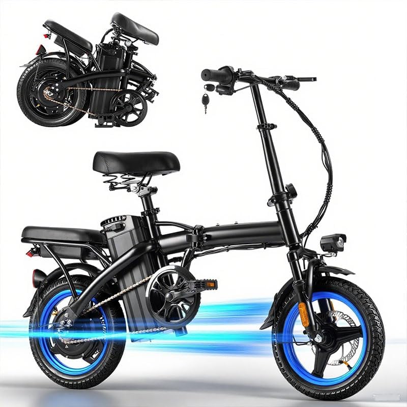 14" Folding Electric Bike for Adults & Teens, Peak 500W Motor, Up to 25 MPH, Long-Range Mini Commuter E-Bike