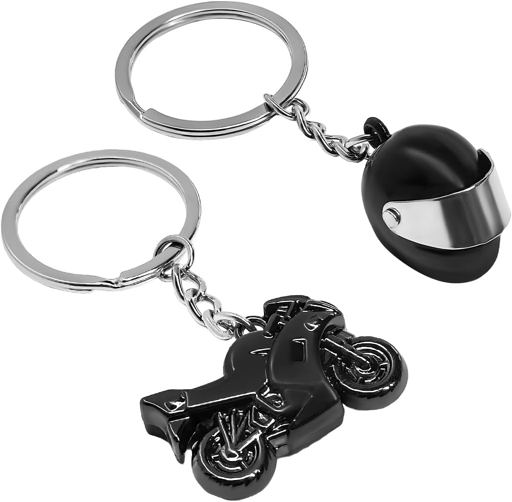 2 PCS Motorcycle Helmet Keychain, Creative Motorcycle Keychain Helmet Key Fob