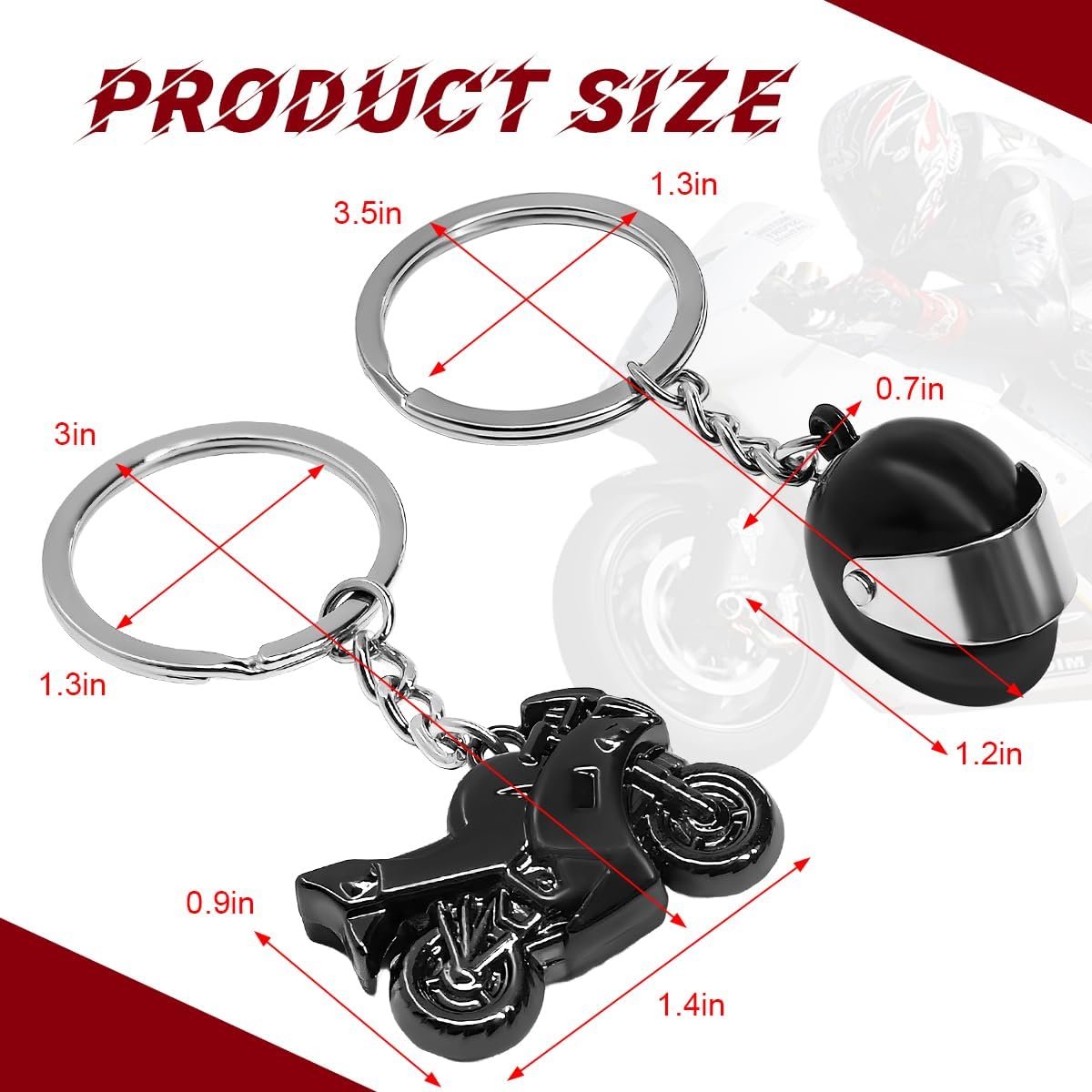 2 PCS Motorcycle Helmet Keychain, Creative Motorcycle Keychain Helmet Key Fob