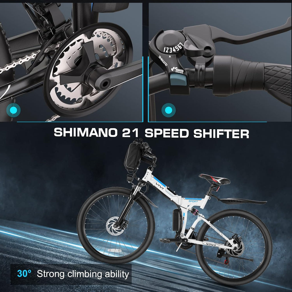 26" Folding Electric Mountain Bike for Adults, Peak 750W Motor, Up to 20 MPH, Dual Suspension Commuter E-Bike