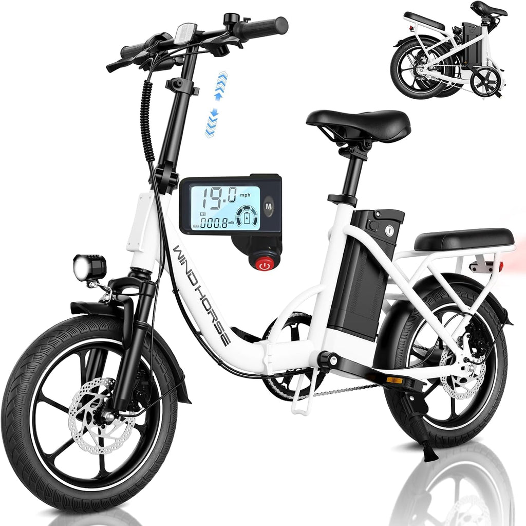 16" Foldable Electric Bike for Adults, Peak 630W Motor, Up to 20 MPH, Mini Commuter E-Bike with LCD Display & Up to 35 Miles Pedal-Assist Range