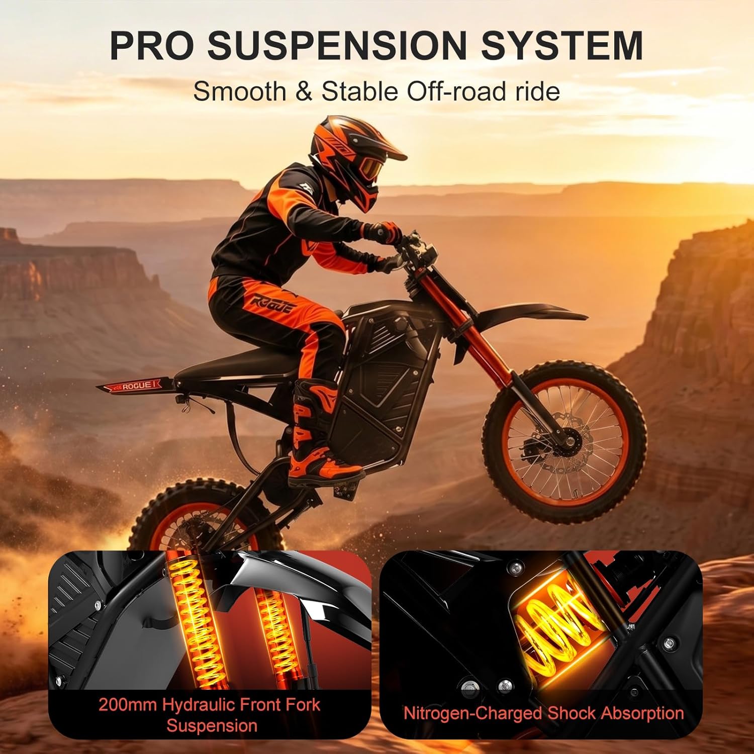 Off-Road Electric Dirt Bike for Teens & Adults – 3600W Mid-Drive Motor, 38 MPH Electric Motorcycle with Nitrogen Shock Absorbers
