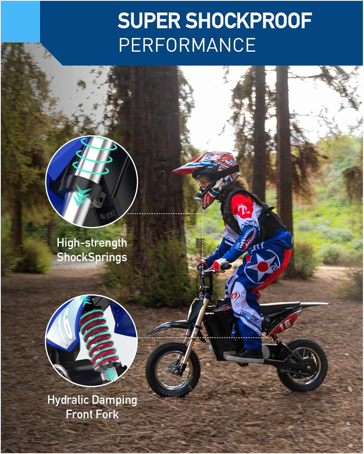 Kids Electric Dirt Bike, 300W Motor, Up to 15.5 MPH, Up to 13.7 Mile Range, 3-Speed Ride-On Motorcycle for Ages 3–10