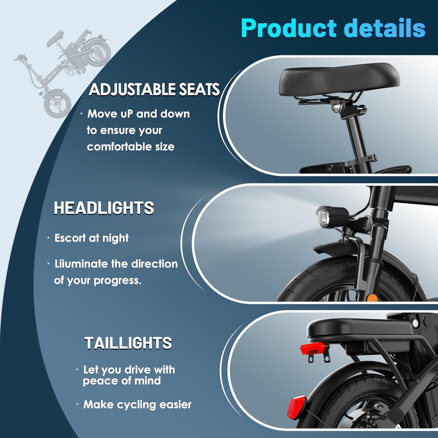 700W Peak Foldable Electric Bike for Adults, 14" Compact E-Bike with Up to 30–60 Miles Range, Removable Power Pack, City Commuter Folding Bicycle