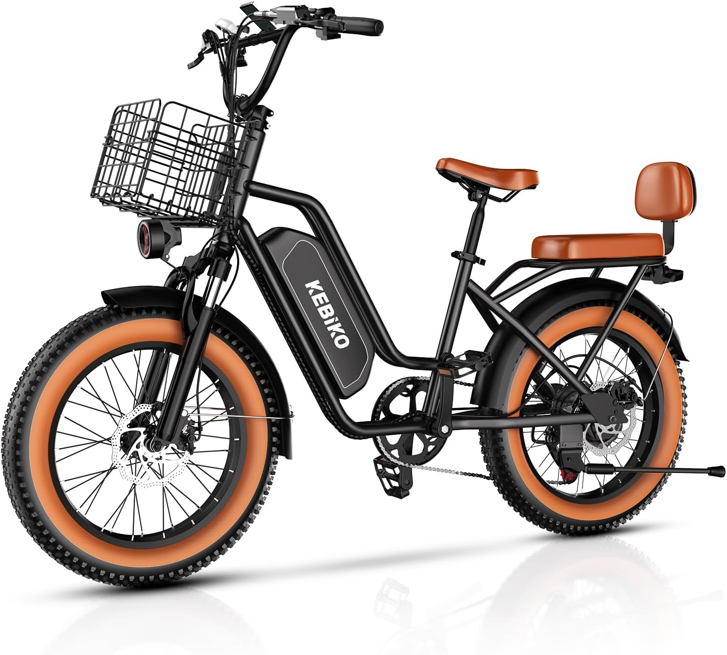 1450W Peak Electric Cargo Bike for Adults, 20" Fat Tire Step-Through E-Bike with Passenger Seat, Up to 80 Miles Range, 7-Speed All-Terrain Commuter Bicycle