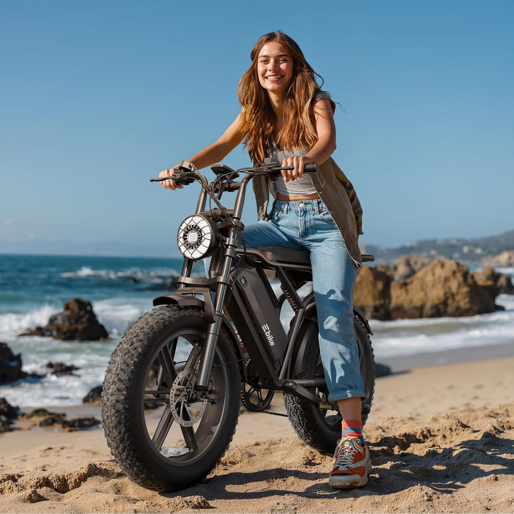 1500W Peak Electric Bike for Adults, 20" Fat Tire E-Bike with Up to 60 Miles Range, Full Suspension, 7-Speed Gear System & Removable Power Pack