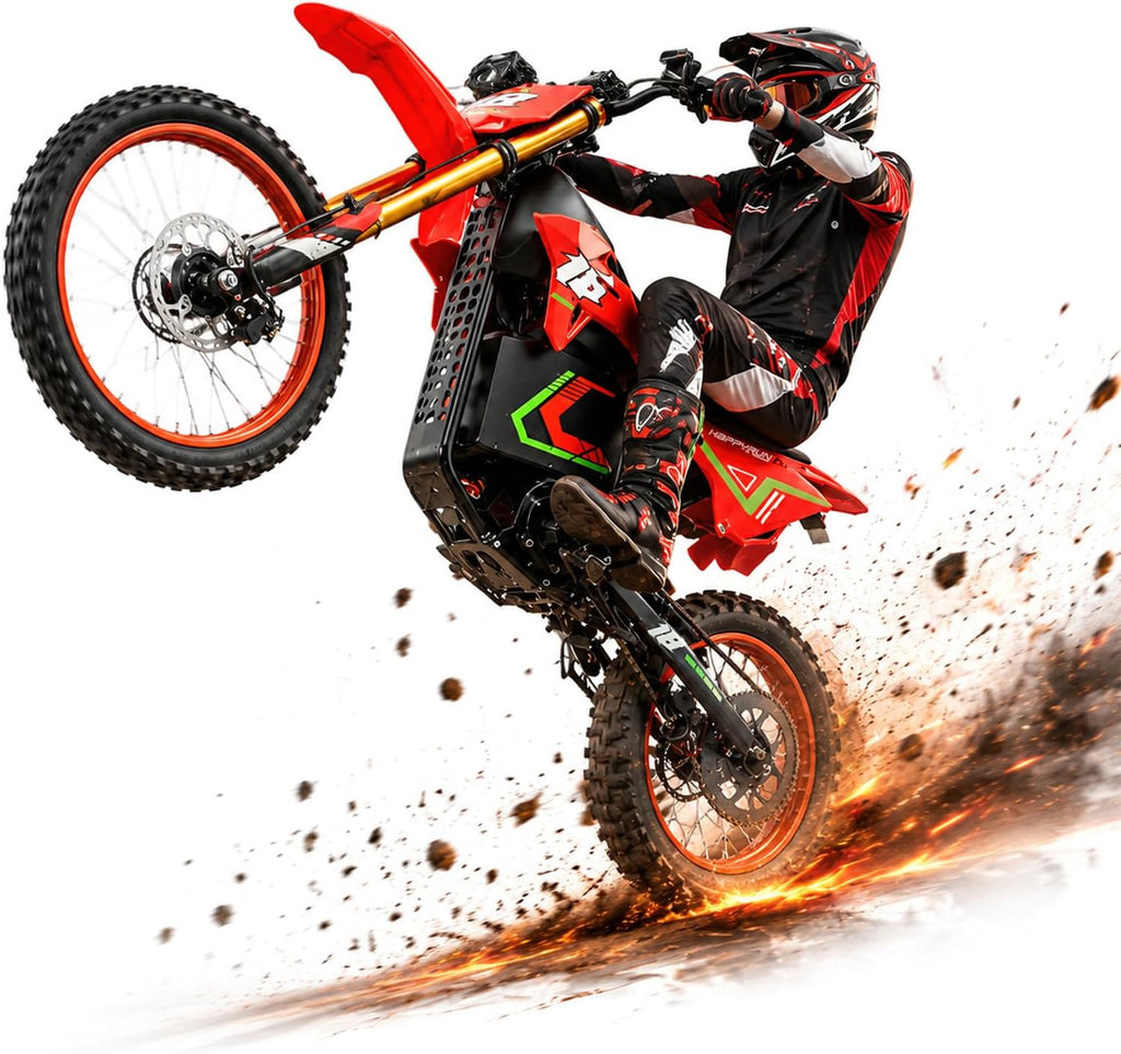 Electric Dirt Bike for Adults, 6000W Peak Mid-Drive Motor, Up to 46 MPH, Up to 60 Mile Range, Full Suspension, Dual Hydraulic Brakes
