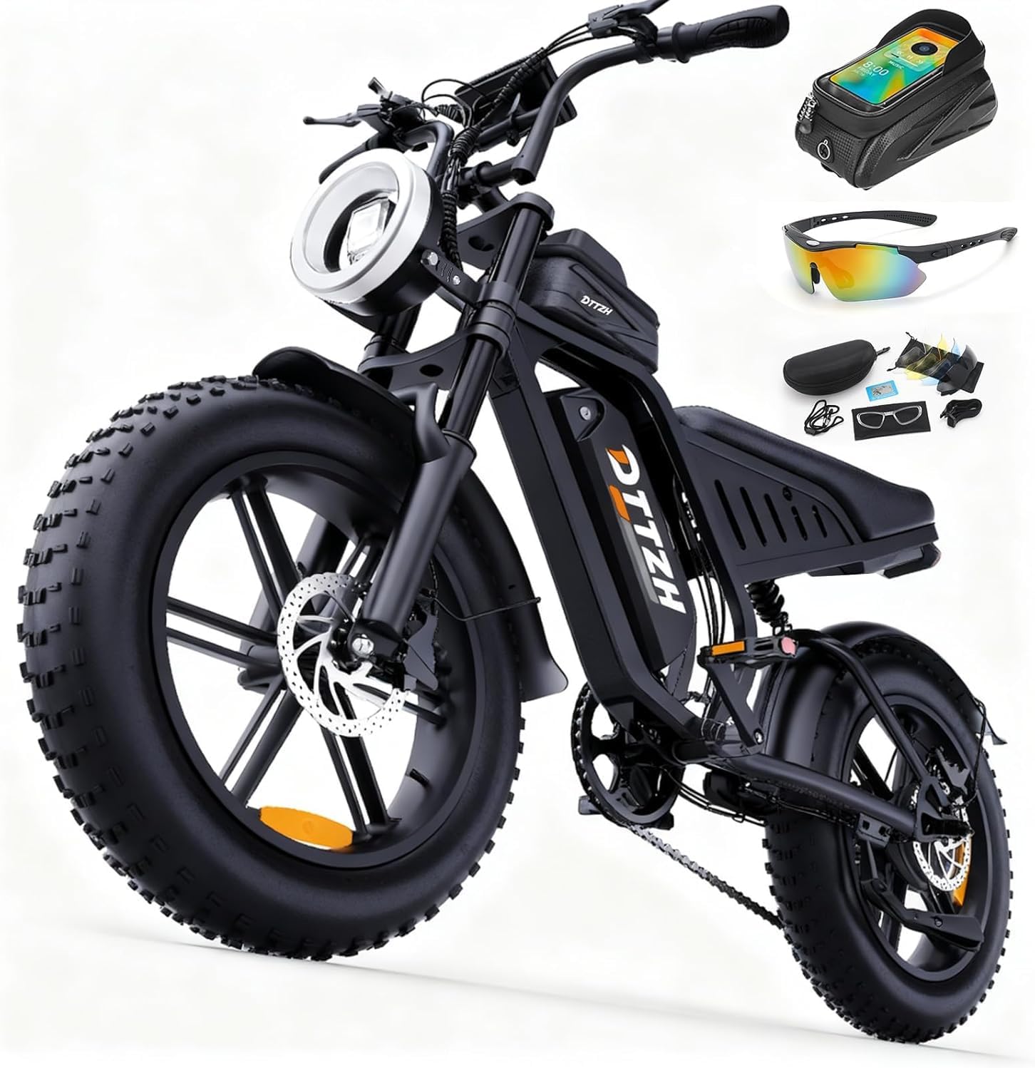 Electric Dirt Bike for Adults, 20" Fat Tire E-Bike with NFC & Password Unlock, Up to 60–100 Miles Range, High-Power Motor Options & All-Terrain Performance