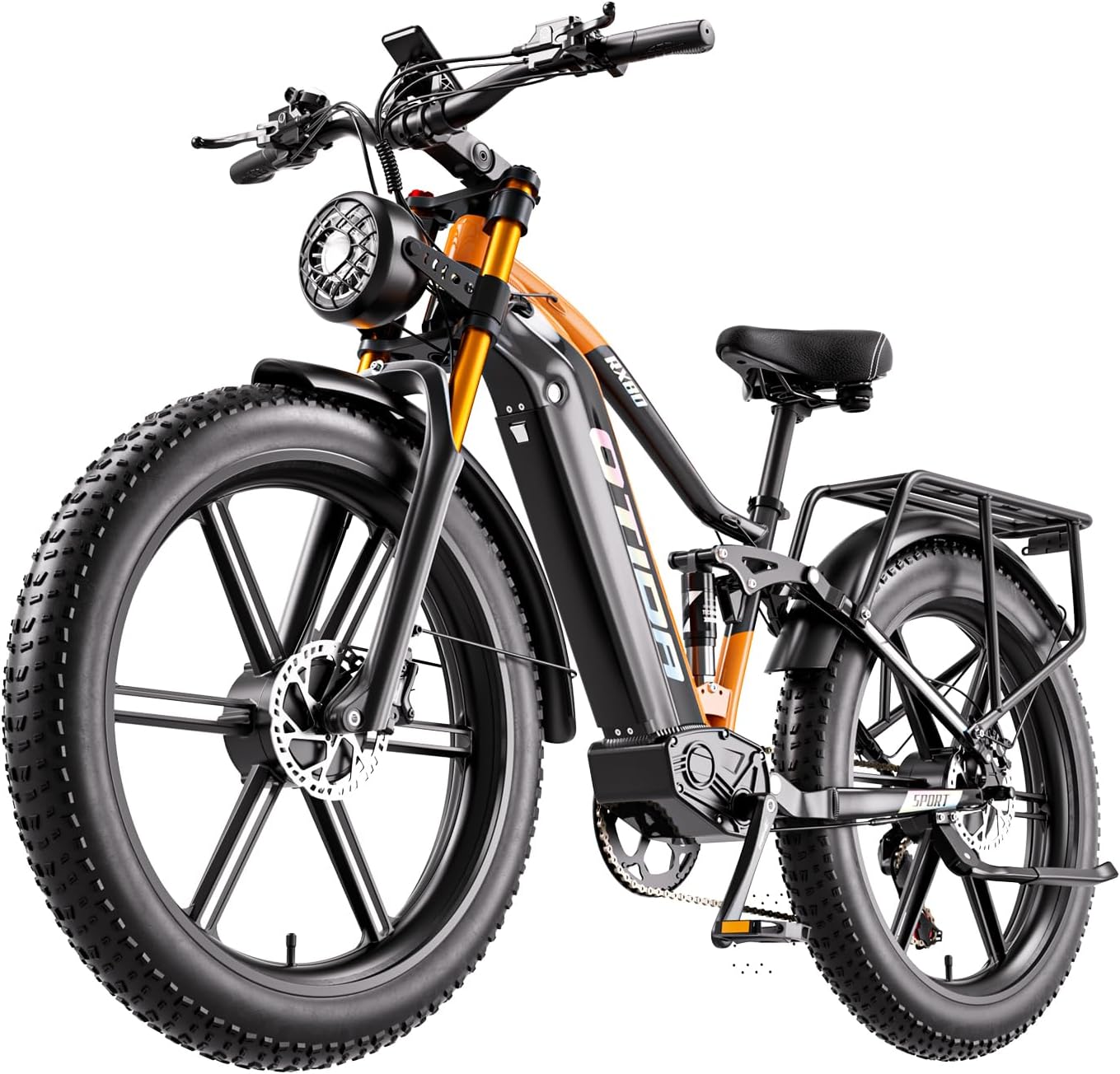 3000W Peak Dual Motor Electric Bike for Adults, 26" Fat Tire Full Suspension E-Bike, Up to 32 MPH Speed, Hydraulic Dual Disc Brakes & Aluminum Frame Mountain Bicycle