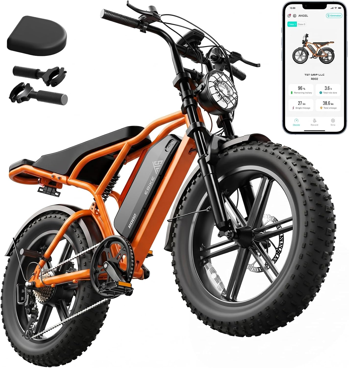 1500W Peak Electric Bike for Adults, 20" Fat Tire All-Terrain E-Bike, Up to 60–110 Miles Range, Electric Dirt Bike Style, UL 2849 Certified