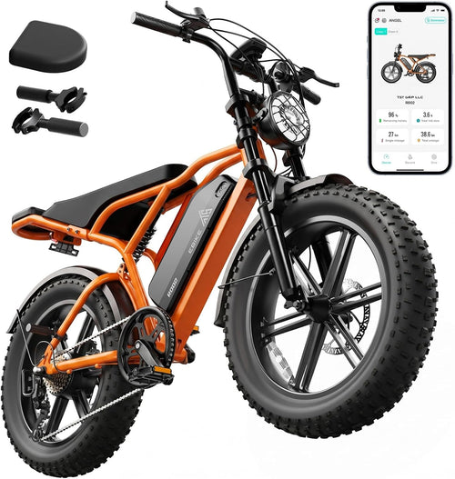 1500W Peak Electric Bike for Adults, 20" Fat Tire All-Terrain E-Bike, Up to 60–110 Miles Range, Electric Dirt Bike Style, UL 2849 Certified