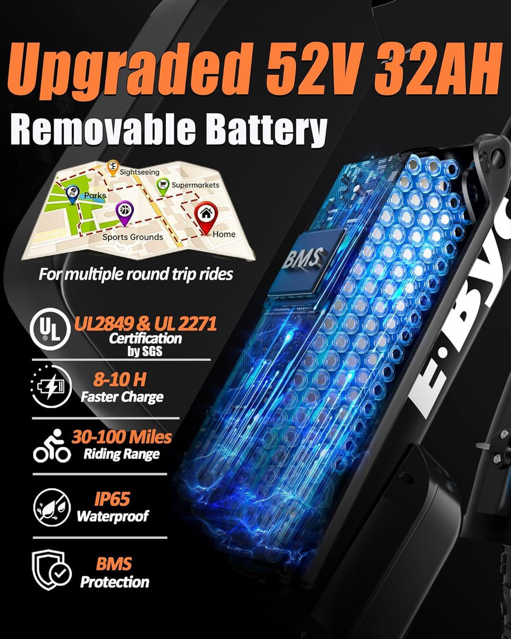 Dual Motor Electric Mountain Bike for Adults, 6000W Peak Power, Up to 50 MPH, Up to 100 Mile Range, Full Suspension, Hydraulic Brakes, 24"/26" Fat Tire E-Bike