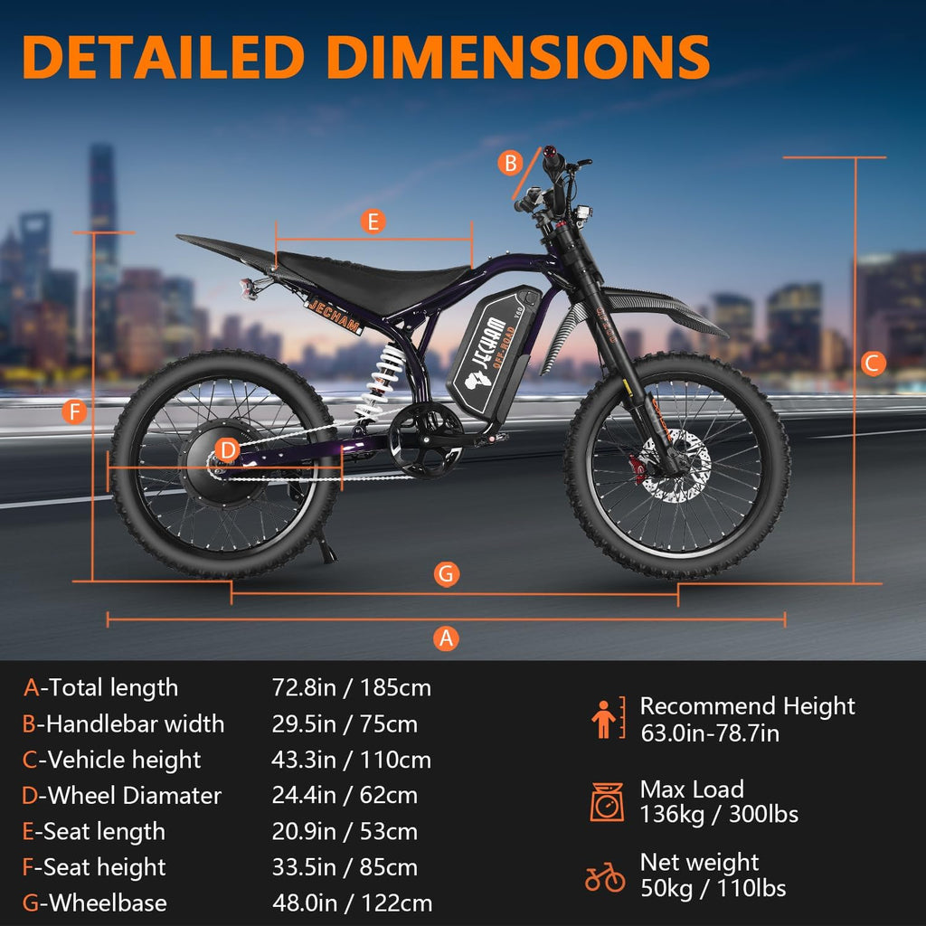 Electric Dirt Bike for Adults & Teens with 3000W/4700W Peak Motor, Dual Suspension, Dual Hydraulic Brakes, Up to 50 MPH & 130 Miles Range