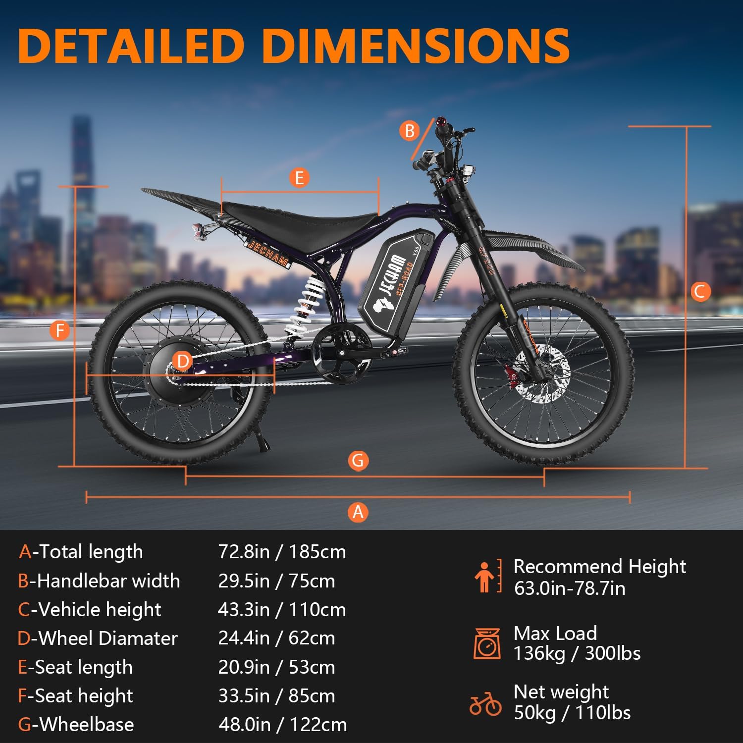 Electric Dirt Bike for Adults & Teens with 3000W/4700W Peak Motor, Dual Suspension, Dual Hydraulic Brakes, Up to 50 MPH & 130 Miles Range
