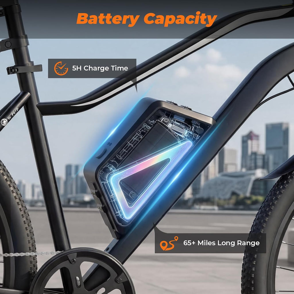 26" Electric Bike for Adults with 1000W Peak Motor, App Control, Front Suspension, Up to 20 MPH & 70+ Miles Range