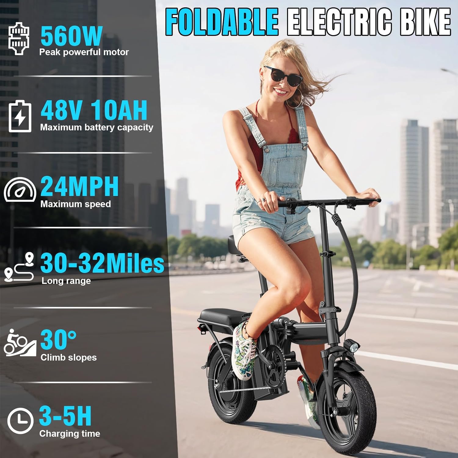 Foldable Electric Bike for Adults & Teens – Compact E-Bike with Pedal Assist, High-Speed Performance, and Extended Riding Range