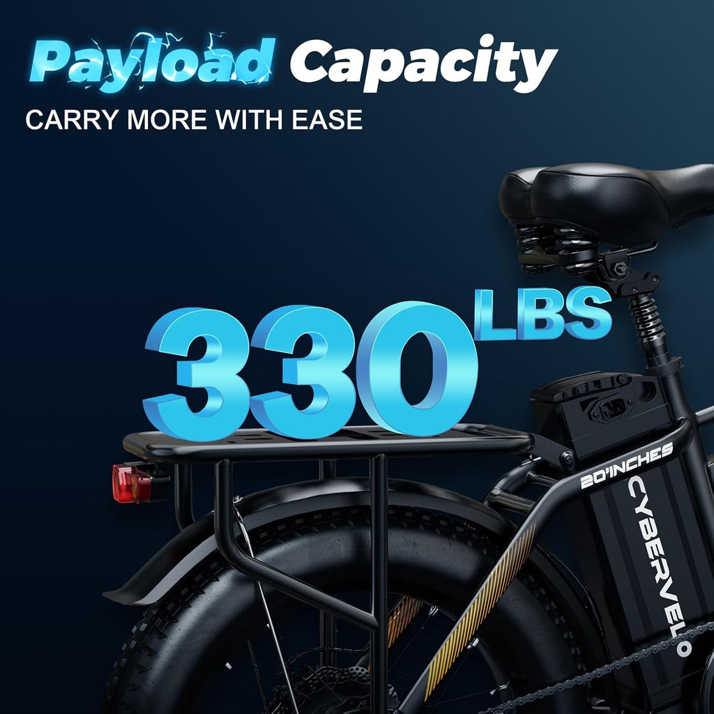 20" Foldable Fat Tire Electric Bike for Adults, Peak 1000W Motor, 7-Speed Commuter E-Bike with Up to 60 Miles Range