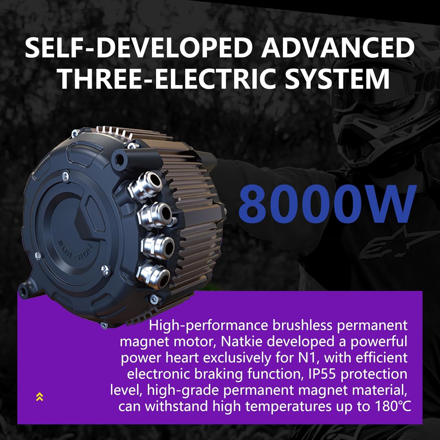 Adult High-Power Electric Dirt Bike – 8000W Peak Mid-Mounted Motor, 72V 30Ah Removable Battery, 50 MPH Off-Road E-Motorcycle