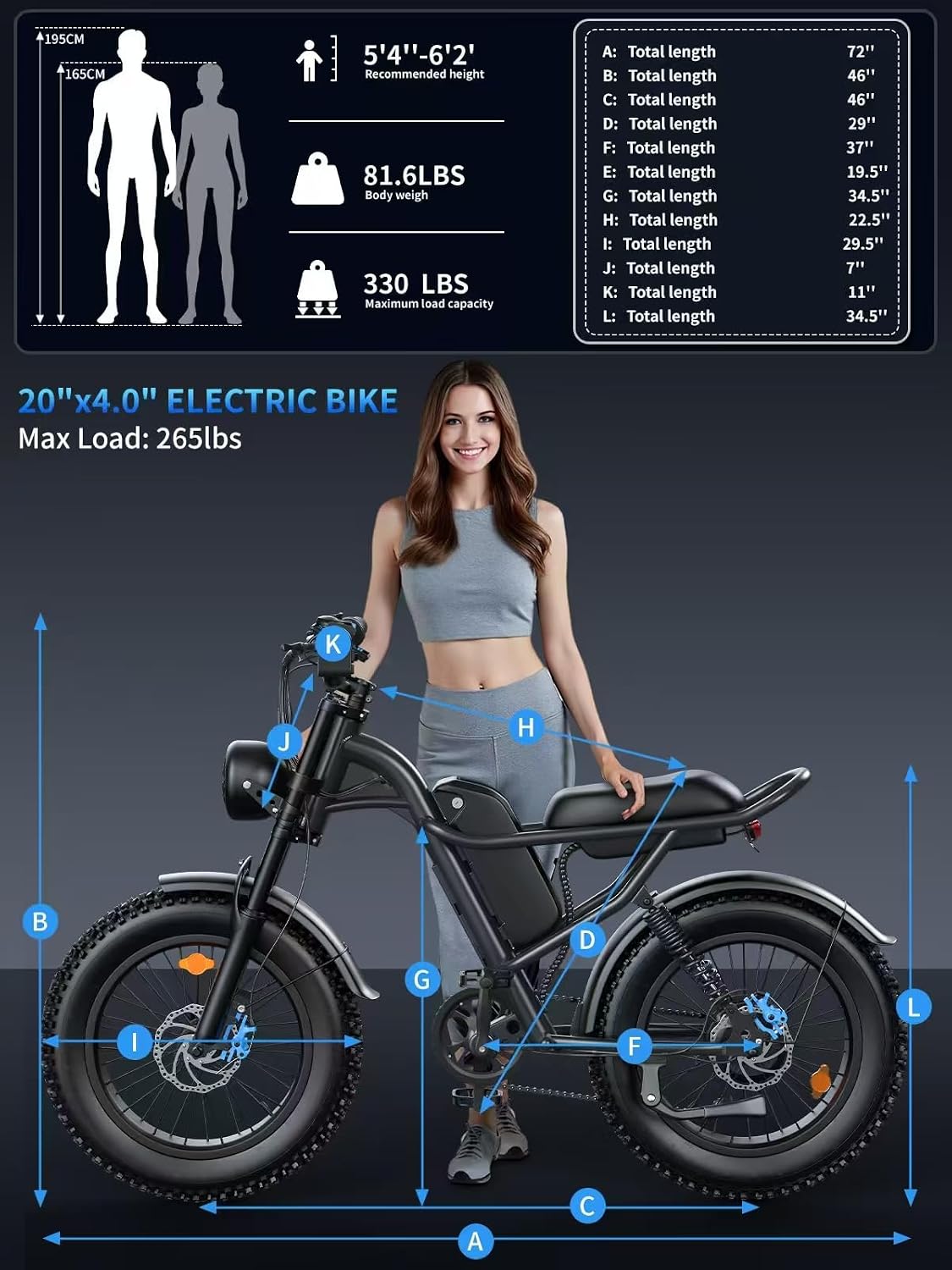 20" Fat Tire Electric Mountain Bike for Adults with 1500W Peak Motor, 7-Speed Gear System, Dual Headlights, Up to 28 MPH & Off-Road Design