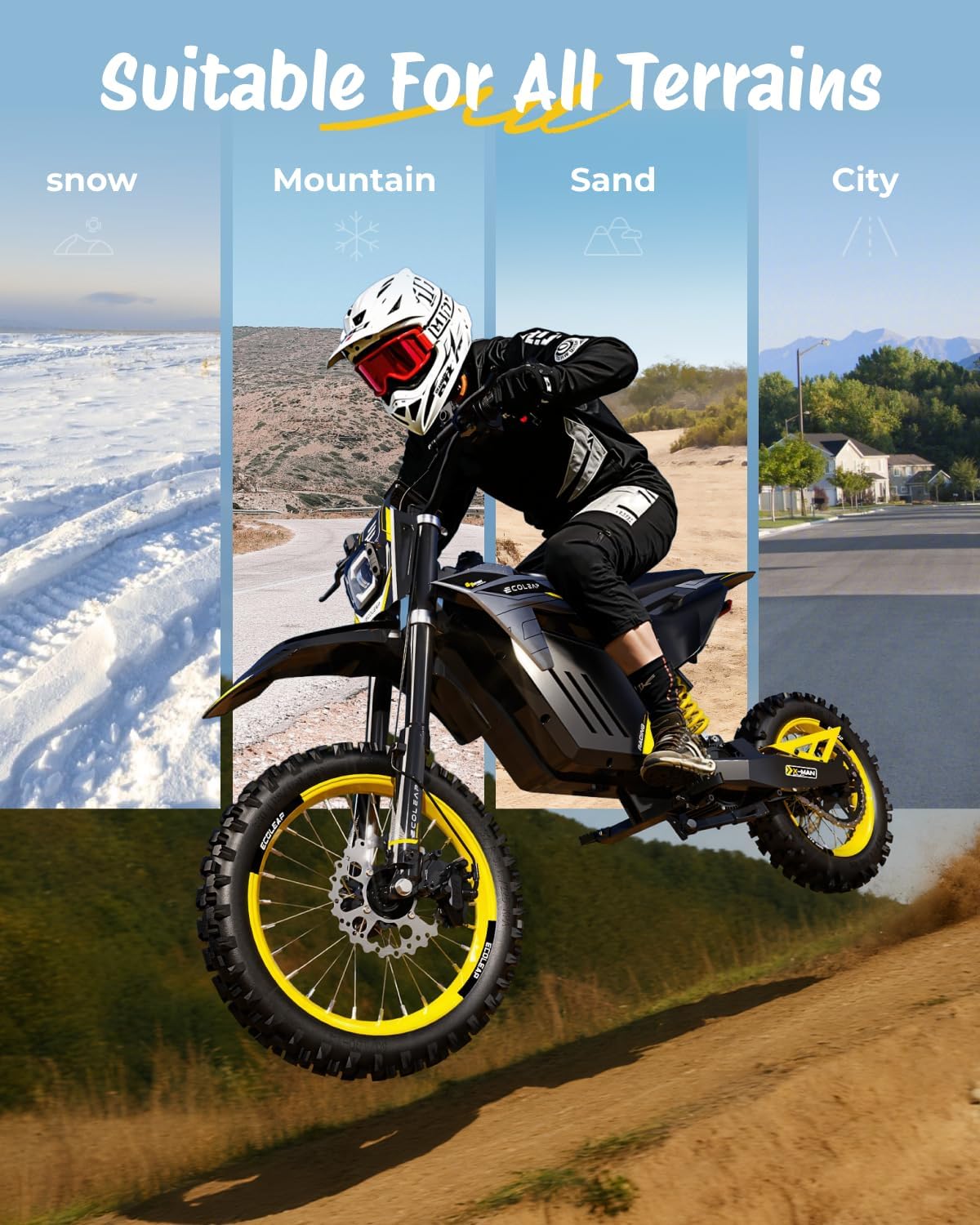 Electric Dirt Bike for Teens & Adults, Peak 3500W Motor, Up to 37 MPH, Long-Range Off-Road E-Bike with Dual Suspension & Hydraulic Brakes