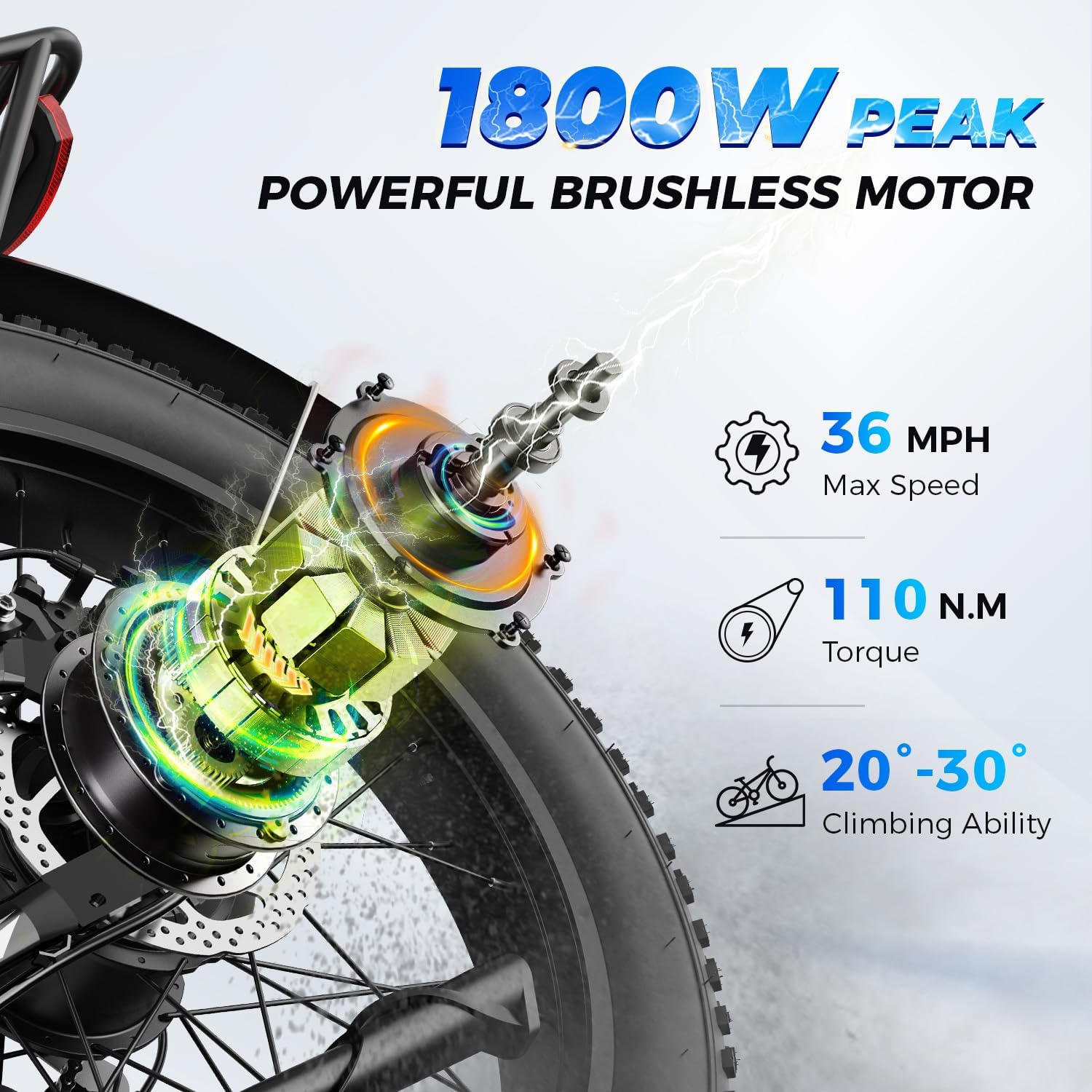 Electric Fat Tire Mountain Bike for Adults – High-Performance E-Bike with Powerful Motor, Long Range, 7-Speed Gear System & Rear Cargo Basket