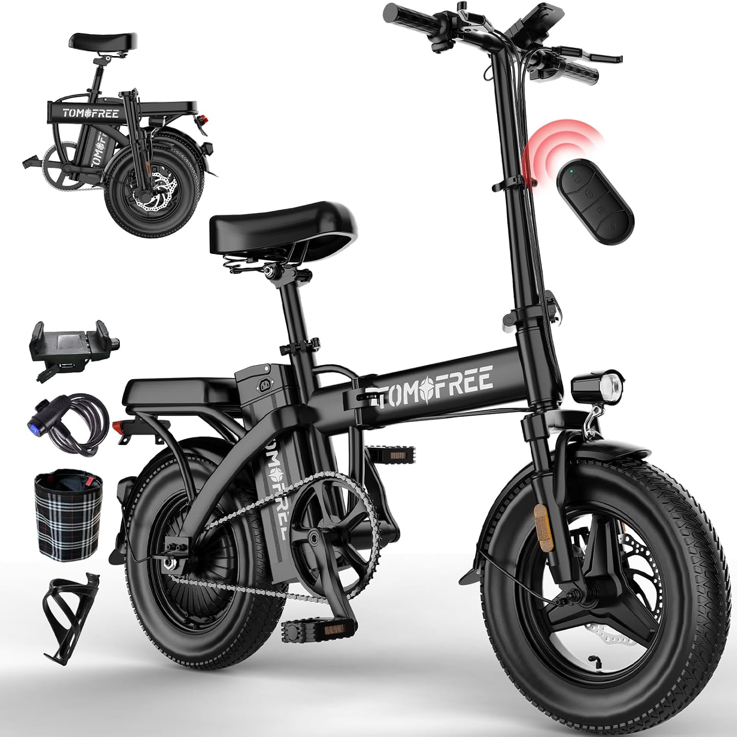 14"/16" Foldable Electric Bike for Adults & Teens, 400W Motor, Mini Commuter E-Bike with Up to 75 Miles Pedal-Assist Range