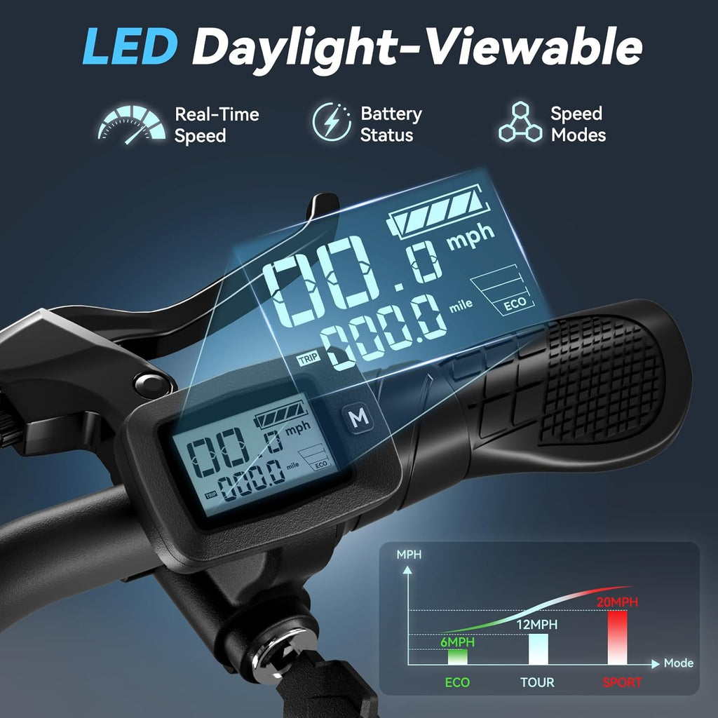 Electric Scooter with Seat for Adults, 1200W Peak Motor, 16" × 3" Fat Tires, Up to 20 MPH & 30 Miles Range with Storage Basket