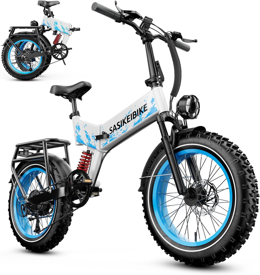 20" Folding Fat Tire Electric Bike for Adults with 1500W Motor, Dual Suspension, Up to 70 Miles Range & Electric Mountain Bike Design