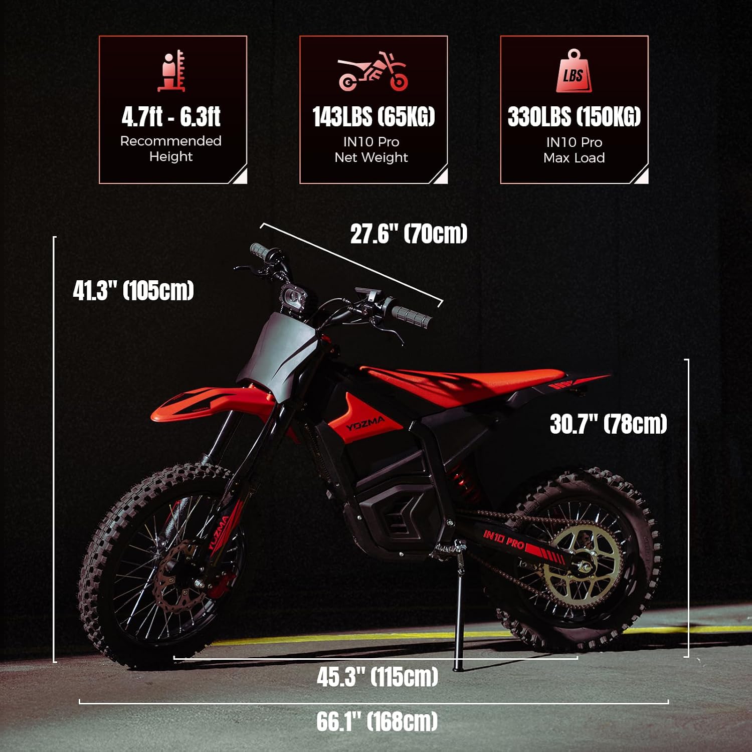 Electric Dirt Bike, 5500W Peak Mid-Drive Motor, Up to 50 MPH, Up to 60 Mile Range, Hydraulic Brakes, Dual Suspension, 17"/14" Off-Road Tires