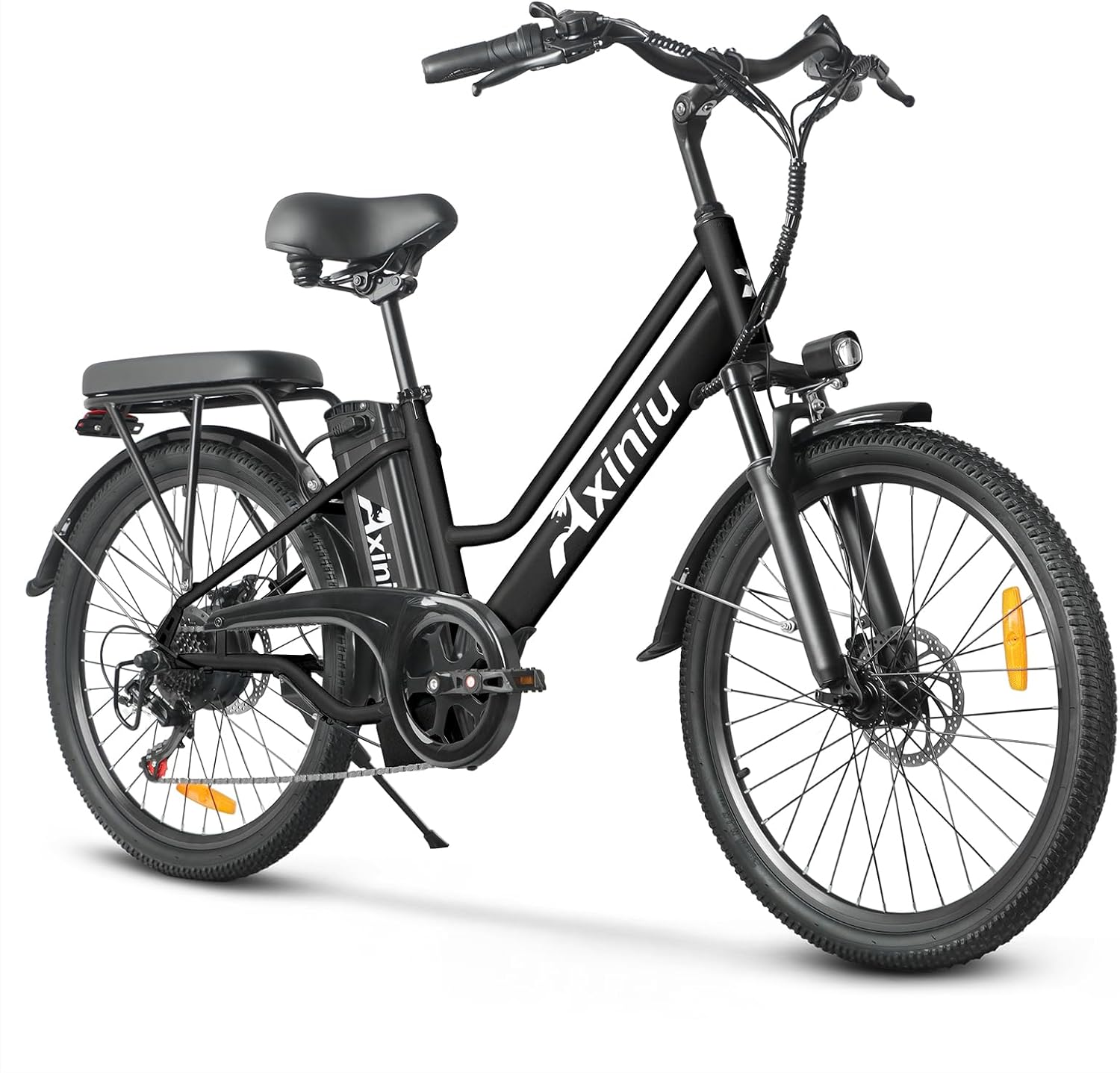 24" Step-Through Electric Bike for Adults, 1000W Peak Motor, Up to 22 MPH, Up to 70 Mile Range, 7-Speed City Cruiser Commuter E-Bike