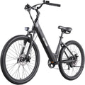 26" Step-Through Electric Bike for Adults – City Commuter E-Bike with Pedal Assist, Front Suspension & 7-Speed Gear System
