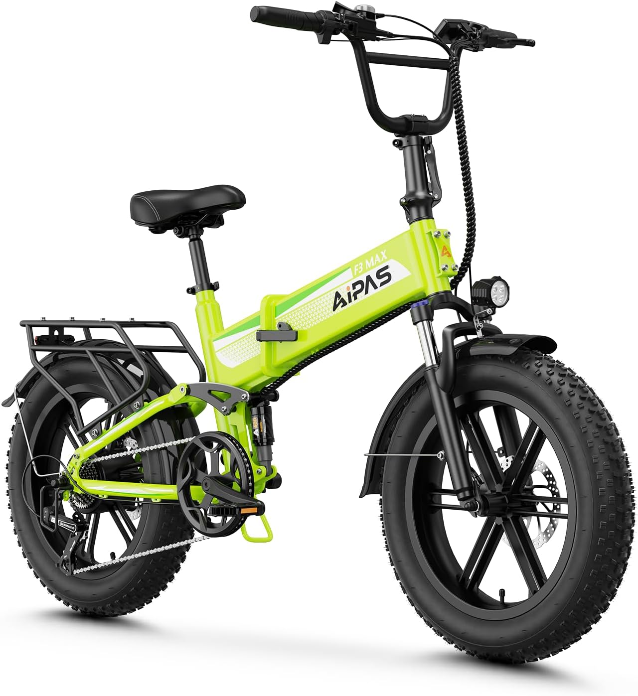 20" Fat Tire Foldable Electric Bike for Adults, 1800W Peak Motor, Up to 85 Mile Range, Full Suspension, Hydraulic Disc Brakes, Cargo E-Bike