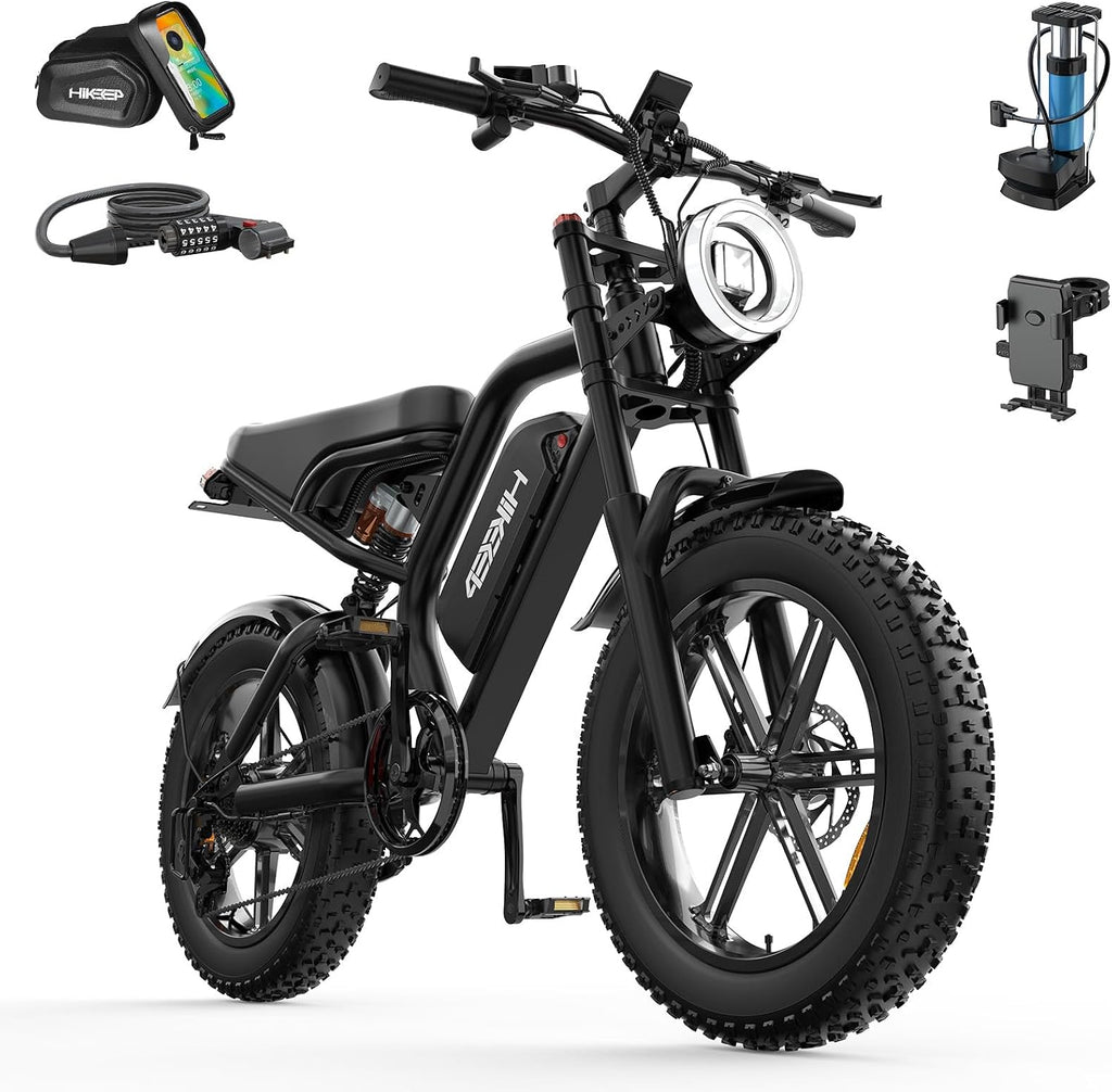 20" × 4.0" Fat Tire Electric Bike for Adults, 1500W Peak Motor, Up to 20+ MPH, Dual Suspension, 7-Speed All-Terrain E-Bike
