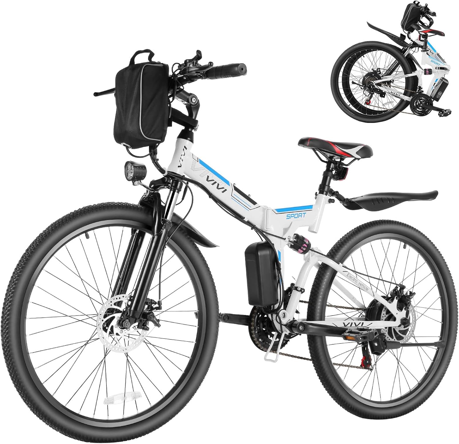 26" Folding Electric Mountain Bike for Adults, Peak 750W Motor, Up to 20 MPH, Dual Suspension Commuter E-Bike