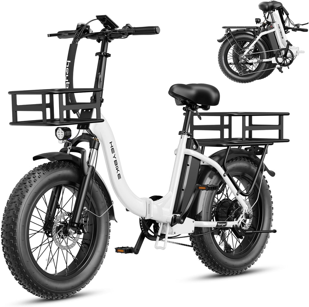 20" Foldable Fat Tire Electric Bike for Adults, 1400W Peak Motor, Up to 28 MPH, Step-Thru All-Terrain E-Bike with Front Suspension