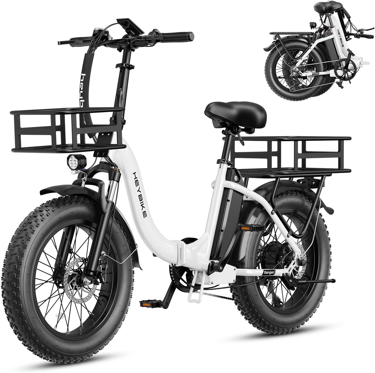 20" Foldable Fat Tire Electric Bike for Adults, 1400W Peak Motor, Up to 28 MPH, Step-Thru All-Terrain E-Bike with Front Suspension