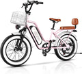 1450W Peak Electric Cargo Bike for Adults, 20" Fat Tire Step-Through E-Bike with Passenger Seat, Up to 80 Miles Range, 7-Speed All-Terrain Commuter Bicycle