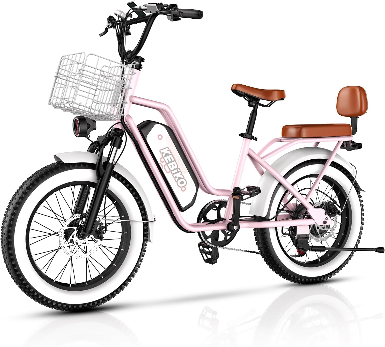 1450W Peak Electric Cargo Bike for Adults, 20" Fat Tire Step-Through E-Bike with Passenger Seat, Up to 80 Miles Range, 7-Speed All-Terrain Commuter Bicycle