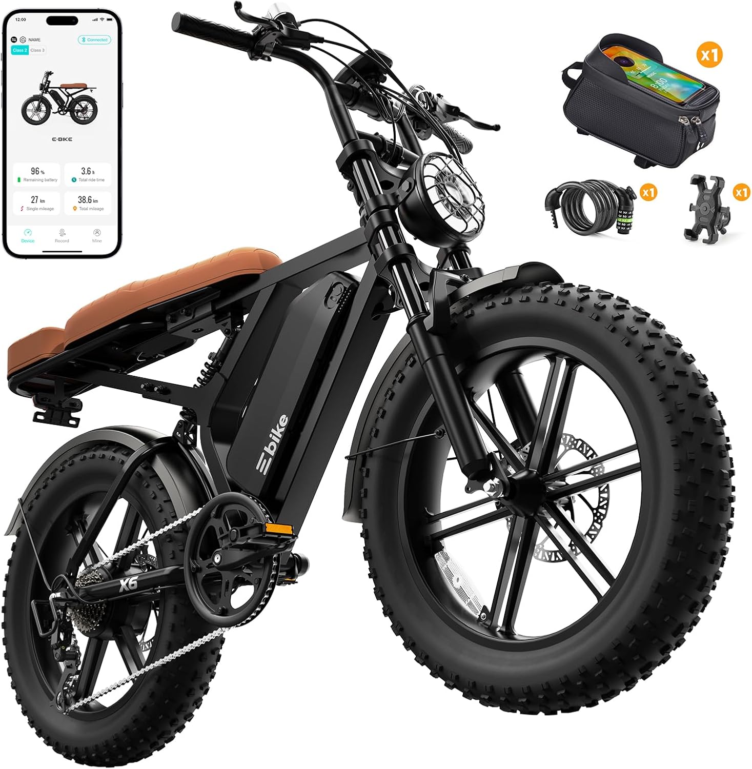 20" × 4.0" Fat Tire Electric Bike for Adults, 1500W Peak Motor, Up to 70–130 Mile Range, 7-Speed All-Terrain Commuter E-Bike
