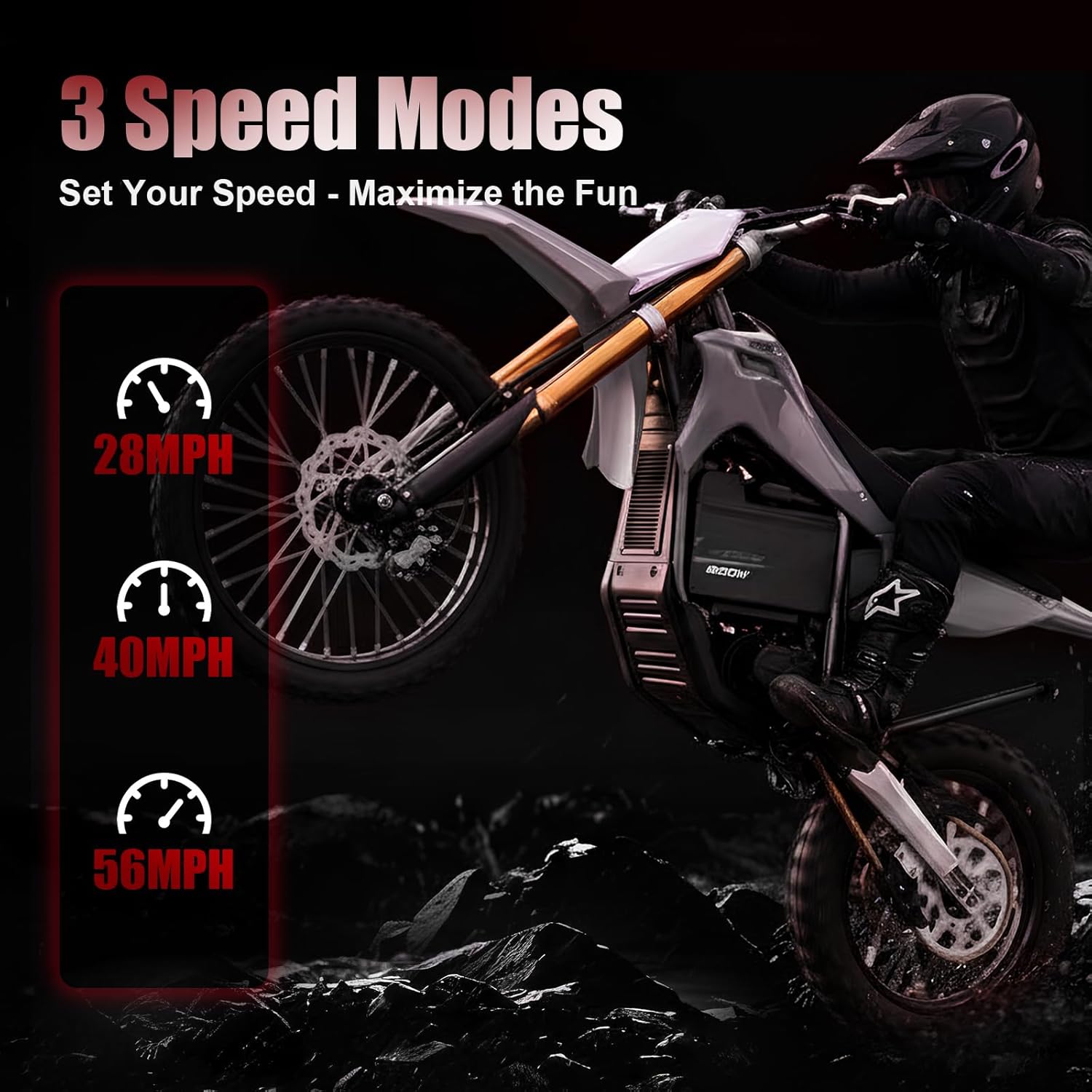 8000W Electric Dirt Bike for Adults, High-Performance Off-Road E-Motorcycle with Up to 56 MPH Speed, Hydraulic Disc Brakes, 19"/16" All-Terrain Tires & Long-Range Power System