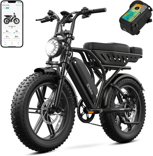 1500W Peak Electric Bike for Adults, 20" Fat Tire All-Terrain E-Bike, Up to 60–130 Miles Range, Electric Dirt Bike Style, UL 2849 Certified