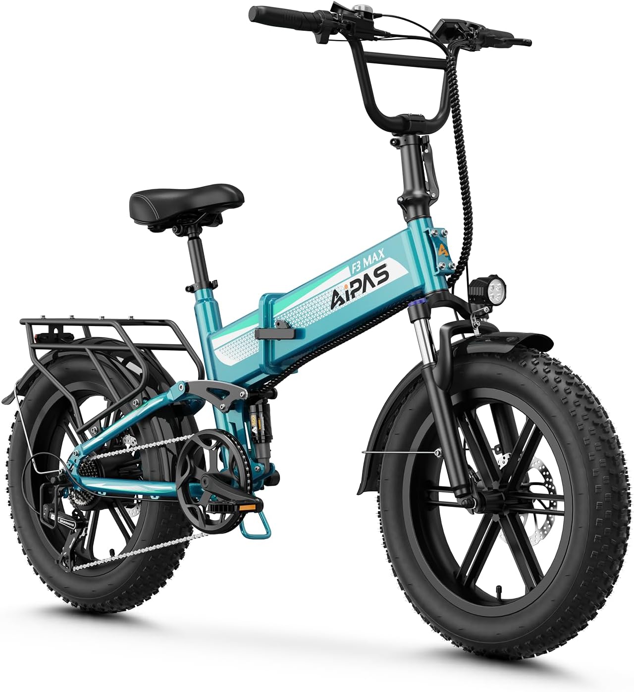 20" Fat Tire Foldable Electric Bike for Adults, 1800W Peak Motor, Up to 85 Mile Range, Full Suspension, Hydraulic Disc Brakes, Cargo E-Bike