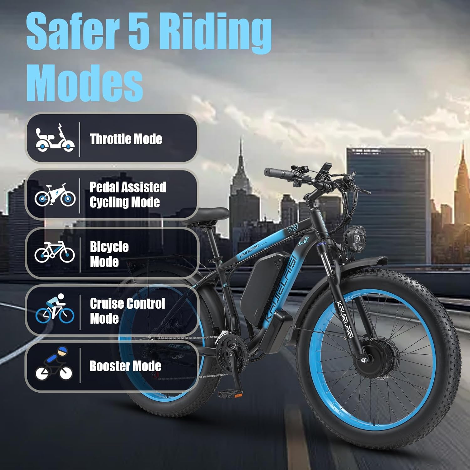 4000W Peak Dual Motor Electric Bike for Adults, 26" Fat Tire E-Bike, 21-Speed All-Terrain Bicycle with Removable Power Pack & Dual Hydraulic Disc Brakes