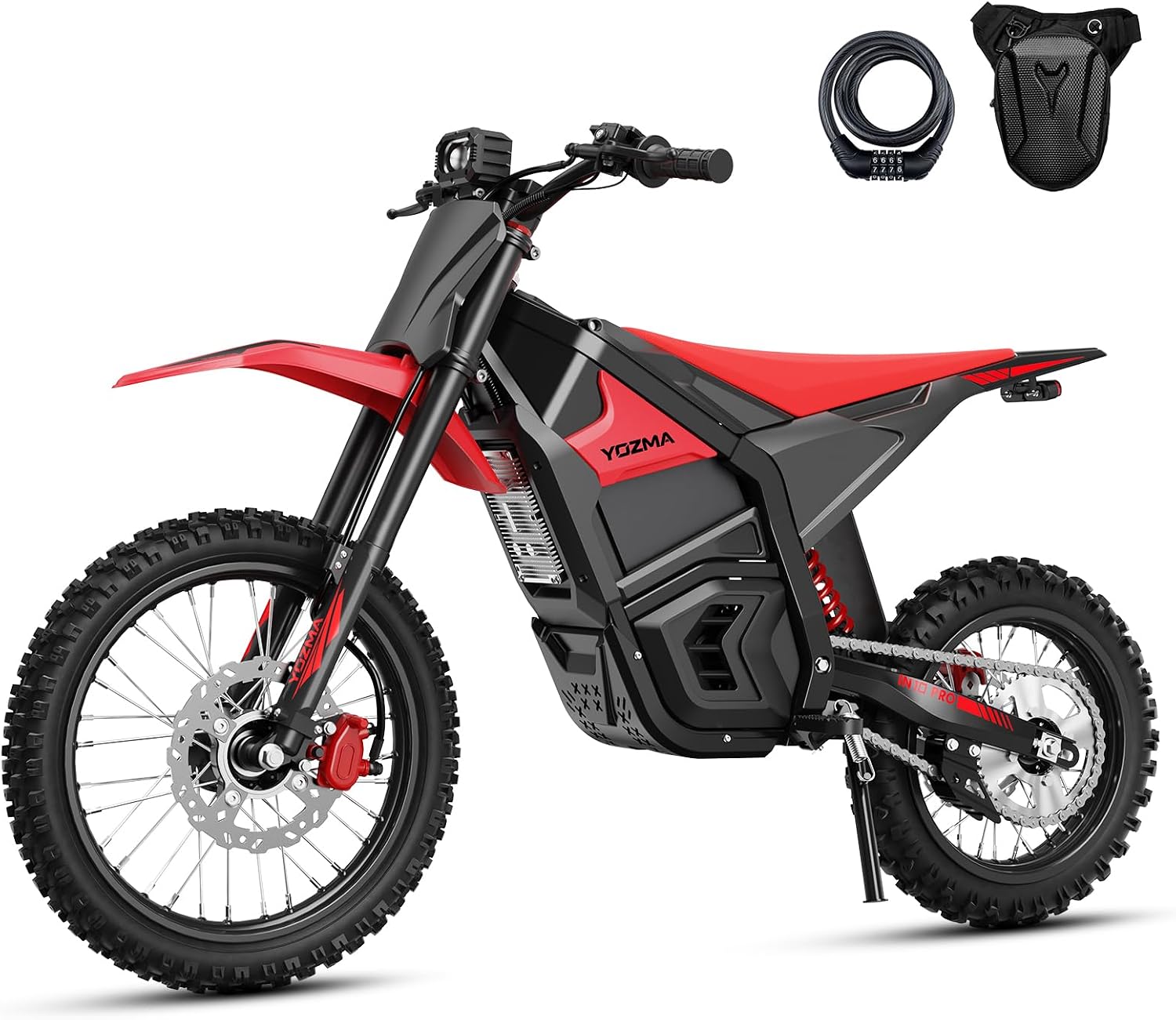 Electric Dirt Bike, 5500W Peak Mid-Drive Motor, Up to 50 MPH, Up to 60 Mile Range, Hydraulic Brakes, Dual Suspension, 17"/14" Off-Road Tires